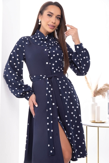 Платье "Королева красоты" (синее/горох) П7403