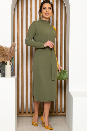 Платье "В ритме мегаполиса" (хаки) П4793