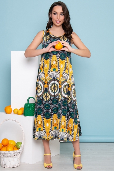 Сарафан "Чаровница" (фантазийный принт) П3295