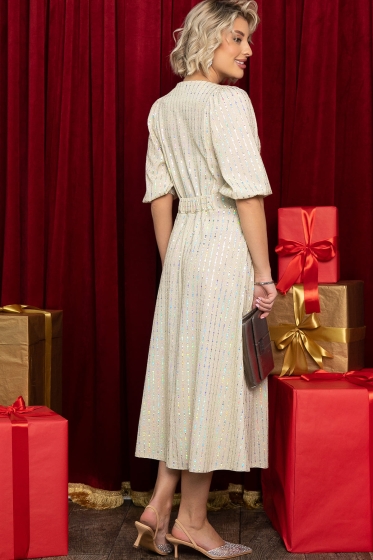 Платье праздничное Мадлен (белое золото) П14603-18М