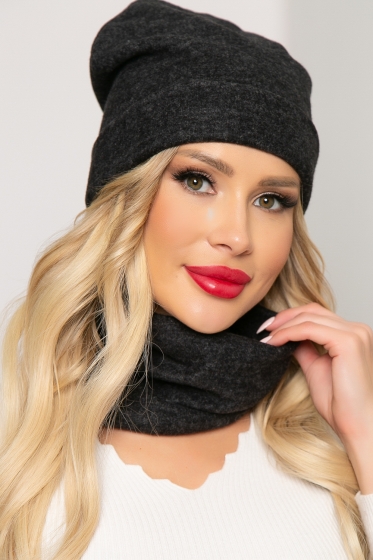 Комплект шапка и снуд (темно-серый) ШС5