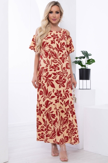 Платье "Марианна" (беж/цветы) П8856