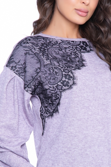 Джемпер с кружевом "Софи" (лилас) Б2765