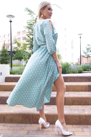Платье "Танго вдвоём" (мята/горох) П6087