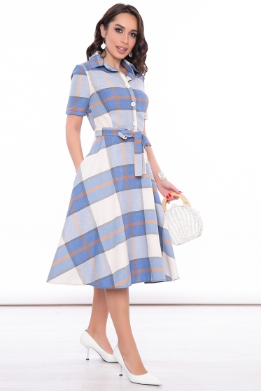 Платье "Джоанна" (голубая клетка) П3222