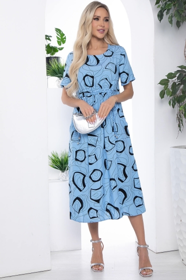 Платье Цветы лета голубое П10214