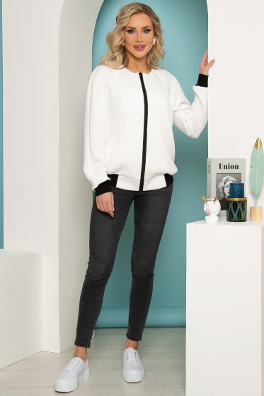 Бомбер на молнии из трикотажа (белый) Б3533