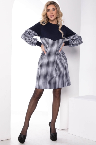 Платье "Игра на контрасте" (блю) П7946