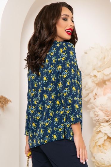 Блуза "Прайм-тайм" (цветы на синем) Б4299