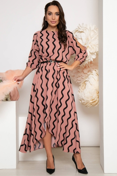 Платье "Танго вдвоём" (волна, чайная роза) П3896
