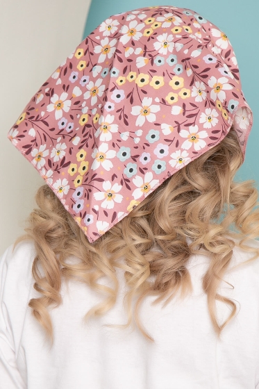 Косынка хлопковая (васильки, розовая) К17