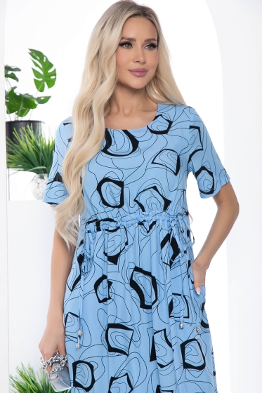 Платье Цветы лета голубое П10214