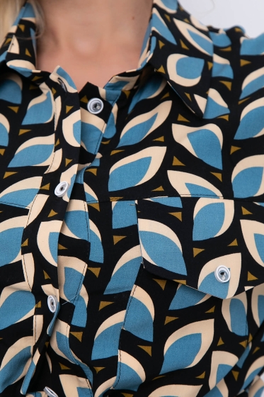 Рубашка "Алеста" (черно-синяя) Б7021