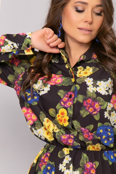 Платье "Джасинта" (цветы на черном) П4507