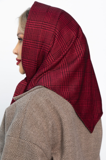 Косынка с отворотом (бордовая клетка) КО23-23М