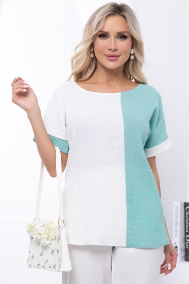Блуза "Амади" (вайт/мята) Б7093