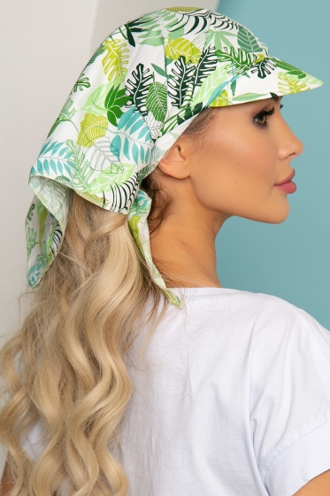 Косынка с козырьком (зеленая монстера) КК9