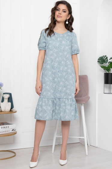 Платье "Магия цветов" (серо-голубое) П5983