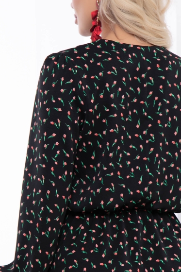 Платье "Мелания" (блэк/цветы) П7035