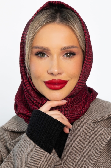 Косынка с отворотом (бордовая клетка) КО23-23М