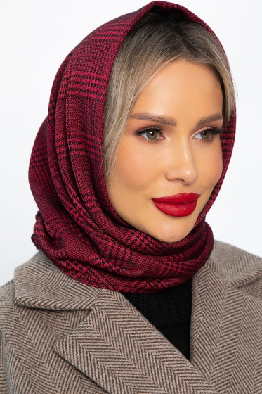 Косынка с отворотом (бордовая клетка) КО23-23М