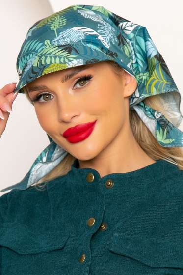 Косынка с козырьком (темная монстера) КК24
