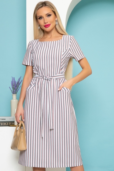 Платье "Европейский шик" (пудровая полоска) П3985