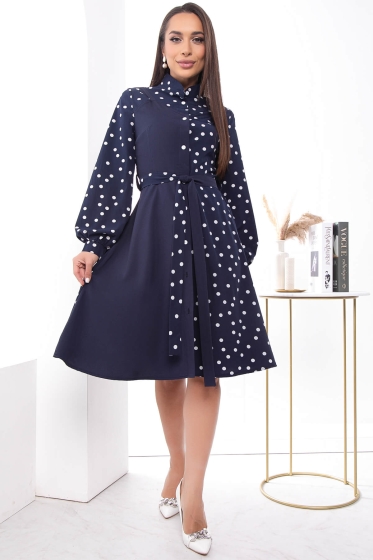 Платье "Королева красоты" (синее/горох) П7403