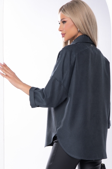 Рубашка из микровельвета (темно-серая) Б8276