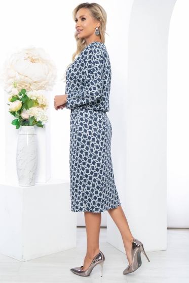 Платье "Джун" (серо-синее) П5040