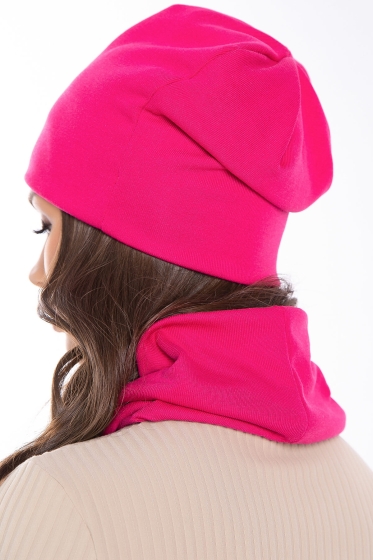 Комплект шапка и снуд (фуксия) ШС16