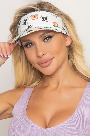 Козырек хлопковый (бульдожки, белый) КЗ8