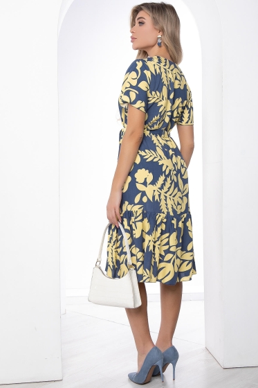 Платье "Малика" (сине-желтое) П8833