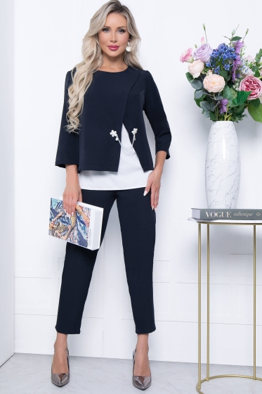 Костюм тройка "Стефания" (блю) К7114