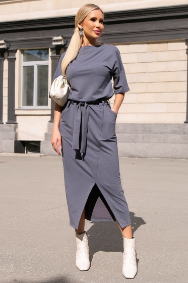 Платье "Сантра" (грей) П3918