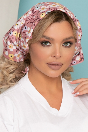 Косынка хлопковая (васильки, розовая) К17