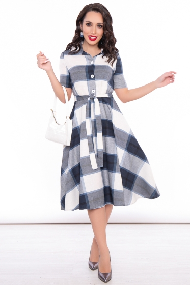 Платье "Джоанна" (синяя клетка) П3223