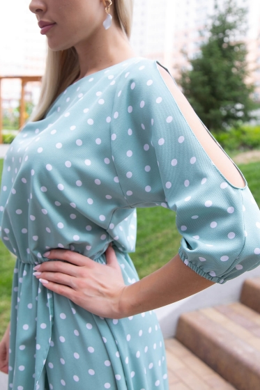 Платье "Танго вдвоём" (мята/горох) П6087