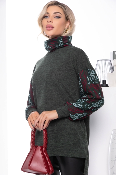 Джемпер "Ариана" (хаки/принт) Б7702