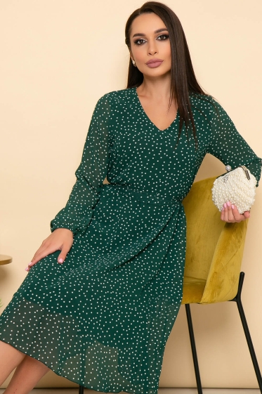 Платье "Волшебная история" (грин/горох) П7240