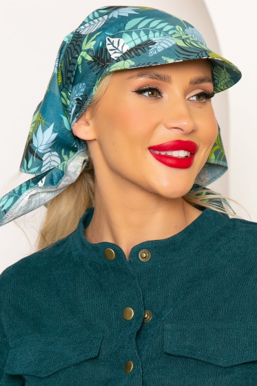 Косынка с козырьком (темная монстера) КК24