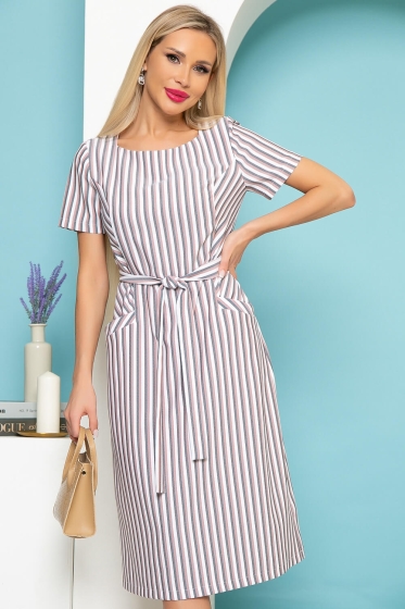 Платье "Европейский шик" (пудровая полоска) П3985