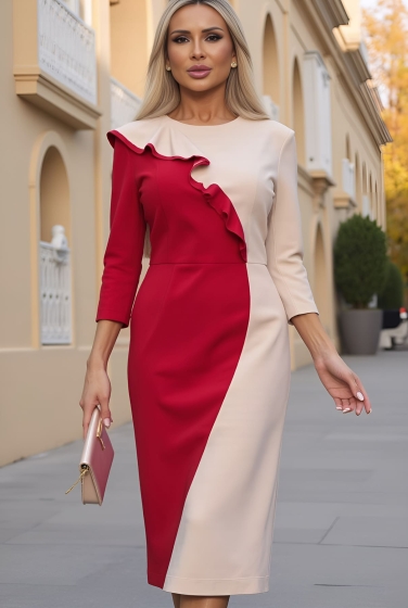 Платье Эванесса (красно-бежевое) П12743-35М