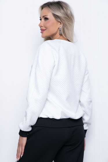 Бомбер на молнии из трикотажа (вайт) ХИТ Б7209