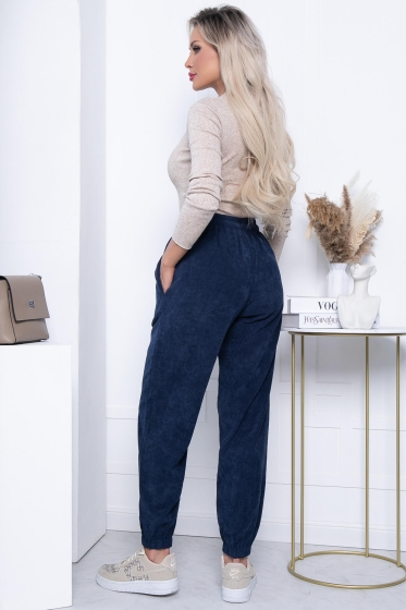 Джоггеры из вельвета (темно-синие) Б7166