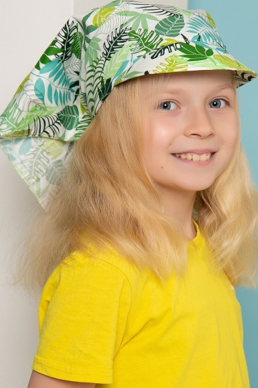Косынка с козырьком (зеленая монстера) КК9